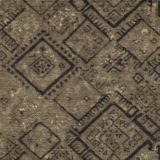 Chocolate And Brown Geometric Washable Indoor Outdoor Area Rug Photo 2