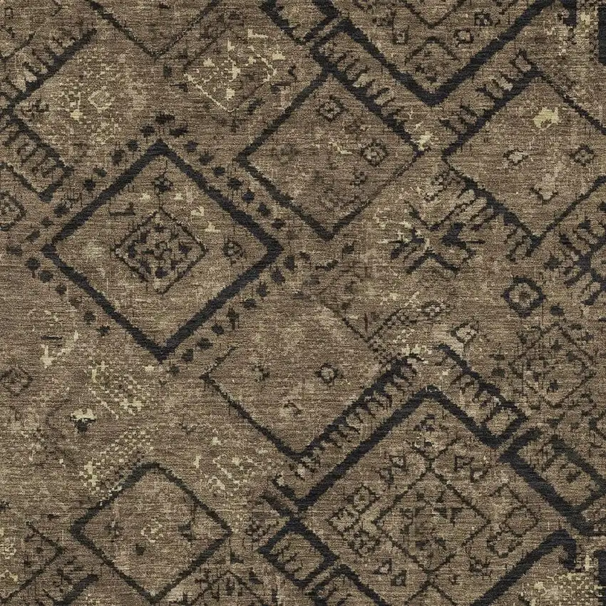 Chocolate And Brown Geometric Washable Indoor Outdoor Area Rug Photo 2