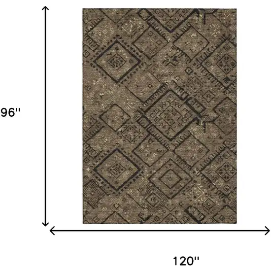 Chocolate And Brown Geometric Washable Indoor Outdoor Area Rug Photo 6