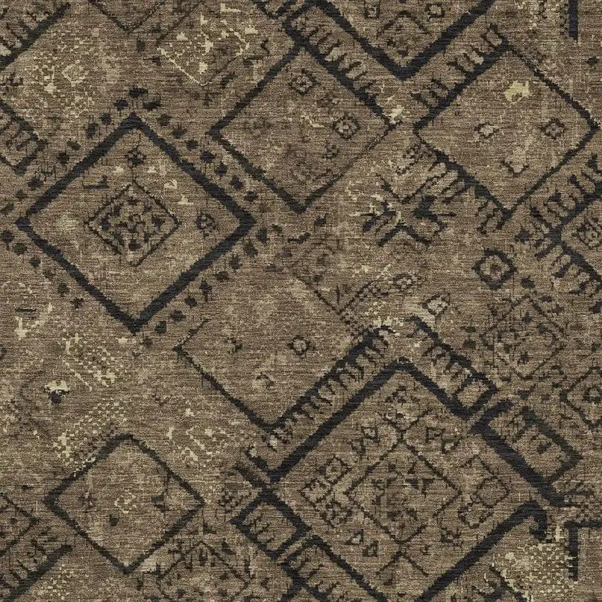 Chocolate And Brown Geometric Washable Indoor Outdoor Area Rug Photo 2