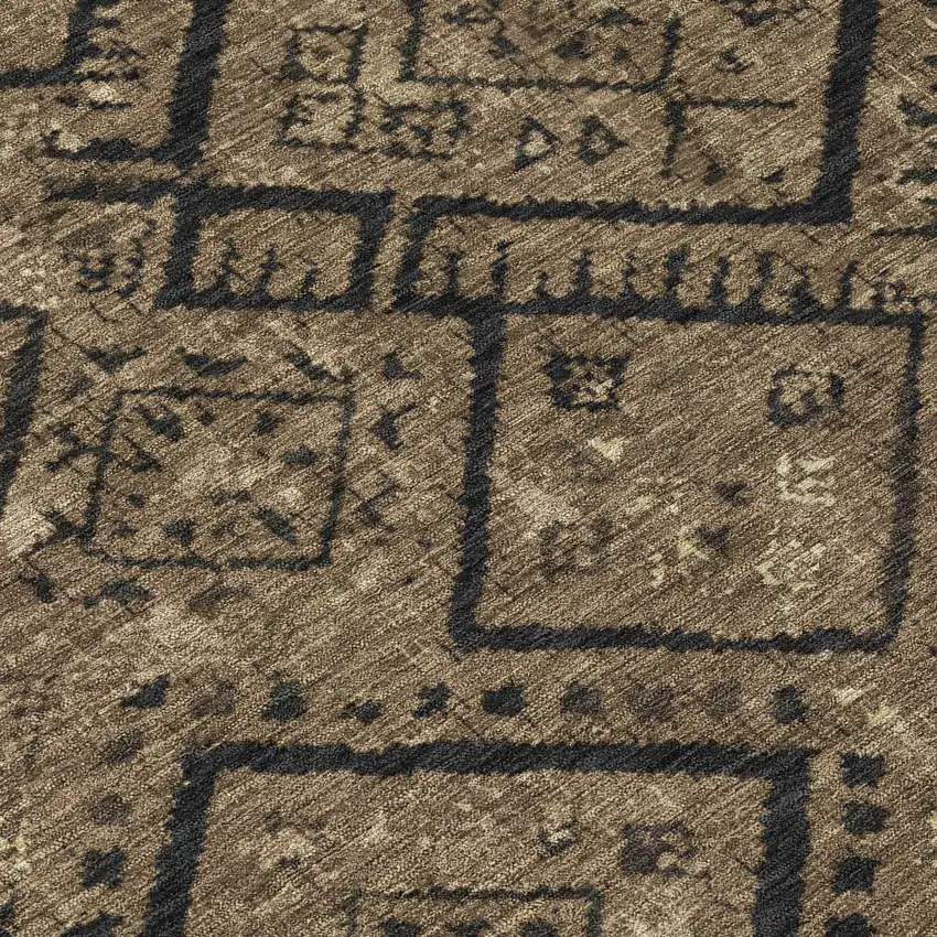 Chocolate And Brown Geometric Washable Indoor Outdoor Area Rug Photo 9