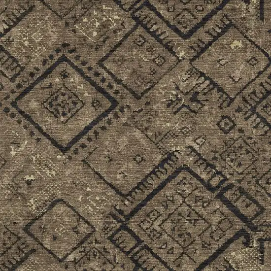 Chocolate And Brown Geometric Washable Indoor Outdoor Area Rug Photo 2