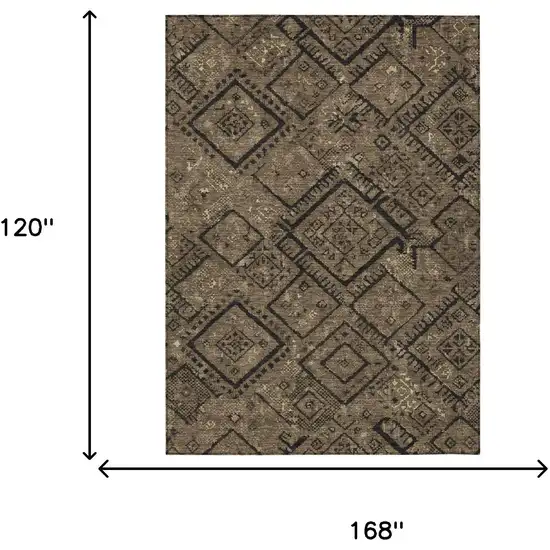 Chocolate And Brown Geometric Washable Indoor Outdoor Area Rug Photo 6