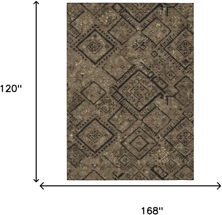 Chocolate And Brown Geometric Washable Indoor Outdoor Area Rug Photo 6