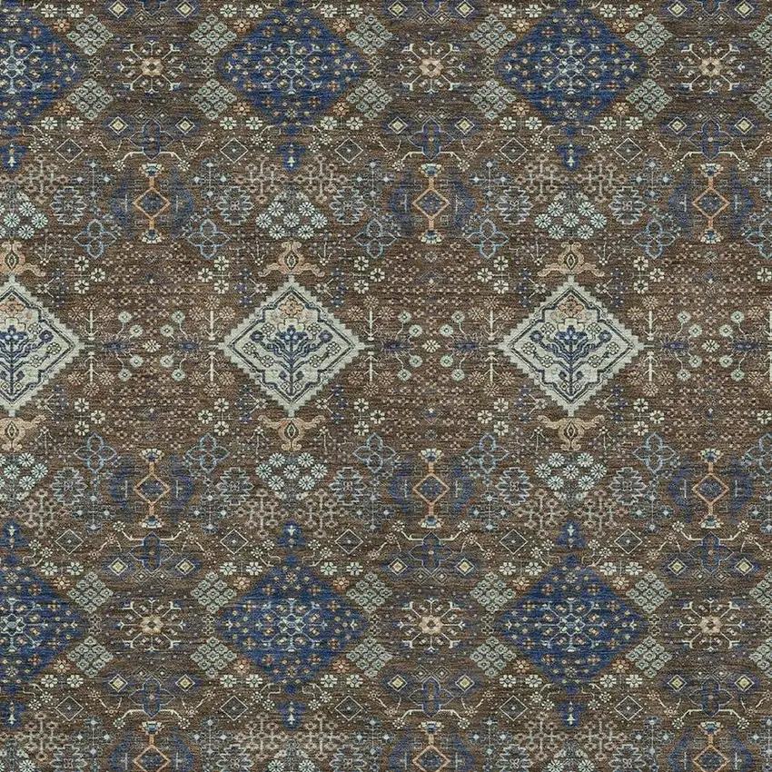 Chocolate And Brown Geometric Washable Indoor Outdoor Area Rug Photo 2