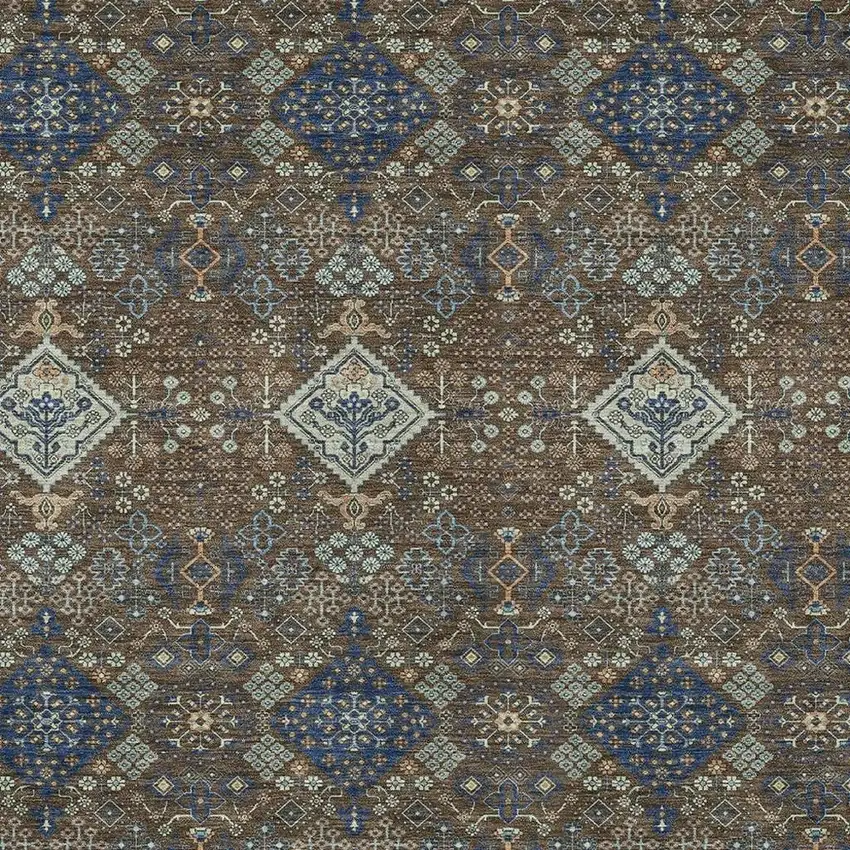 Chocolate And Brown Geometric Washable Indoor Outdoor Area Rug Photo 2