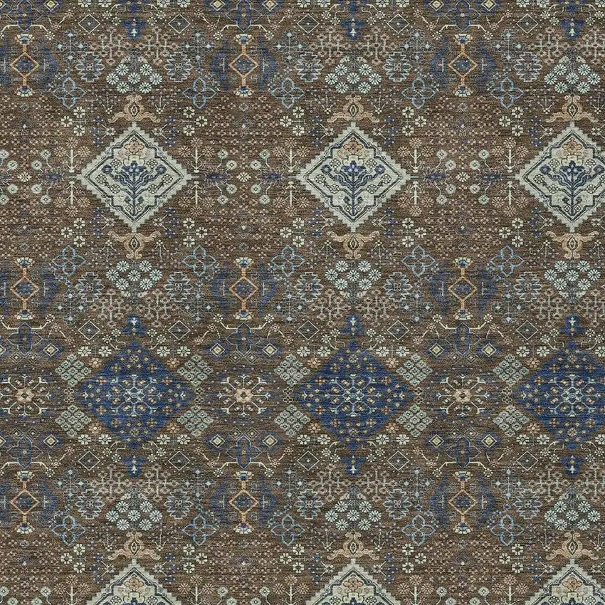 Chocolate And Brown Geometric Washable Indoor Outdoor Area Rug Photo 2