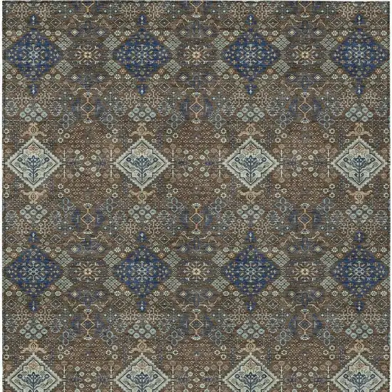 Chocolate And Brown Geometric Washable Indoor Outdoor Area Rug Photo 2