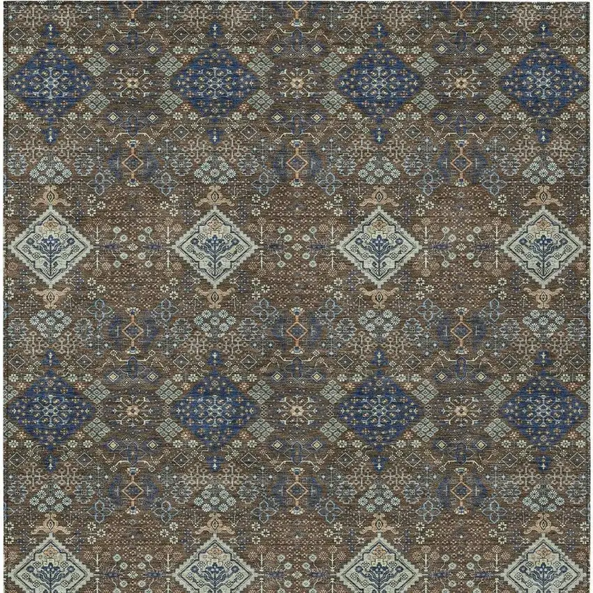 Chocolate And Brown Geometric Washable Indoor Outdoor Area Rug Photo 2