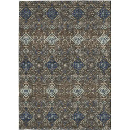 Chocolate And Brown Geometric Washable Indoor Outdoor Area Rug Photo 3