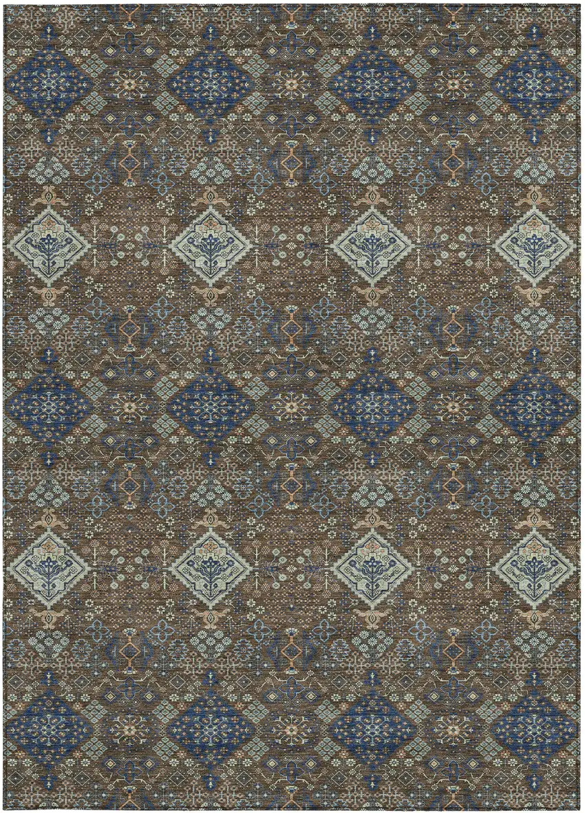 Chocolate And Brown Geometric Washable Indoor Outdoor Area Rug Photo 3