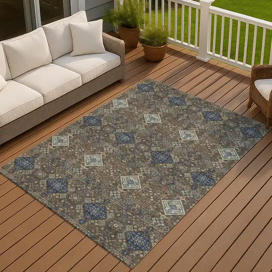 Chocolate And Brown Geometric Washable Indoor Outdoor Area Rug Photo 7