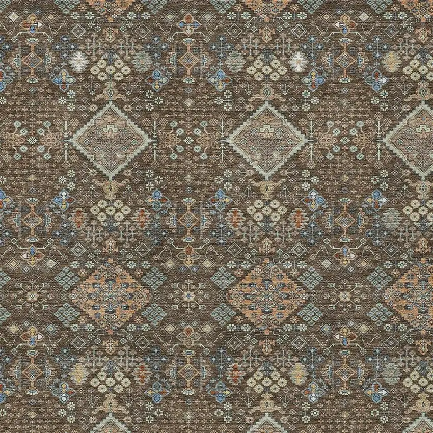 Chocolate And Brown Geometric Washable Indoor Outdoor Area Rug Photo 2
