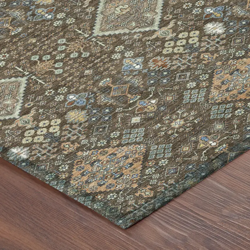Chocolate And Brown Geometric Washable Indoor Outdoor Area Rug Photo 8
