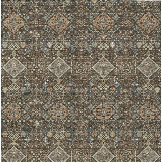 Chocolate And Brown Geometric Washable Indoor Outdoor Area Rug Photo 3
