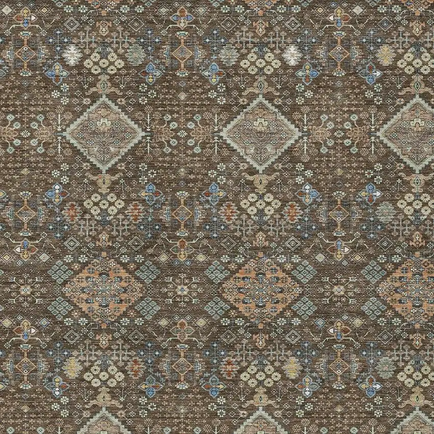 Chocolate And Brown Geometric Washable Indoor Outdoor Area Rug Photo 2