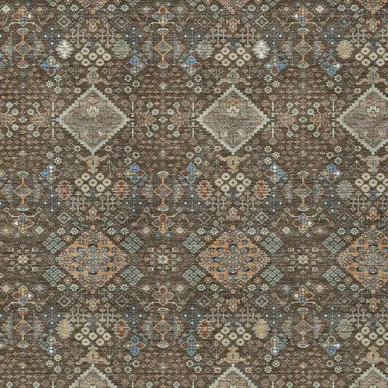 Chocolate And Brown Geometric Washable Indoor Outdoor Area Rug Photo 2