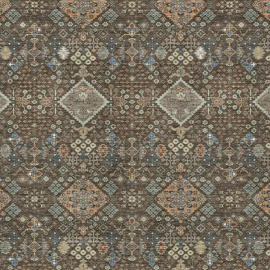 Chocolate And Brown Geometric Washable Indoor Outdoor Area Rug Photo 2
