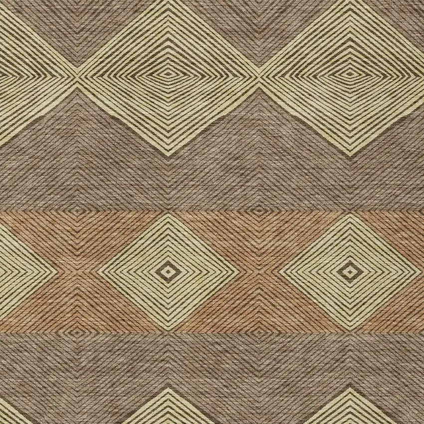 Chocolate And Brown Geometric Washable Indoor Outdoor Area Rug Photo 2