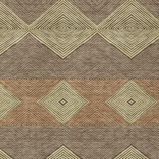Chocolate And Brown Geometric Washable Indoor Outdoor Area Rug Photo 2