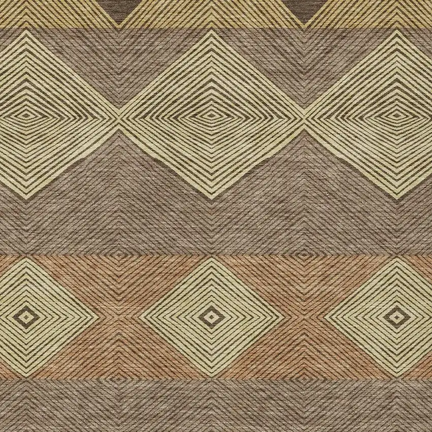 Chocolate And Brown Geometric Washable Indoor Outdoor Area Rug Photo 2