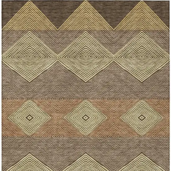 Chocolate And Brown Geometric Washable Indoor Outdoor Area Rug Photo 2