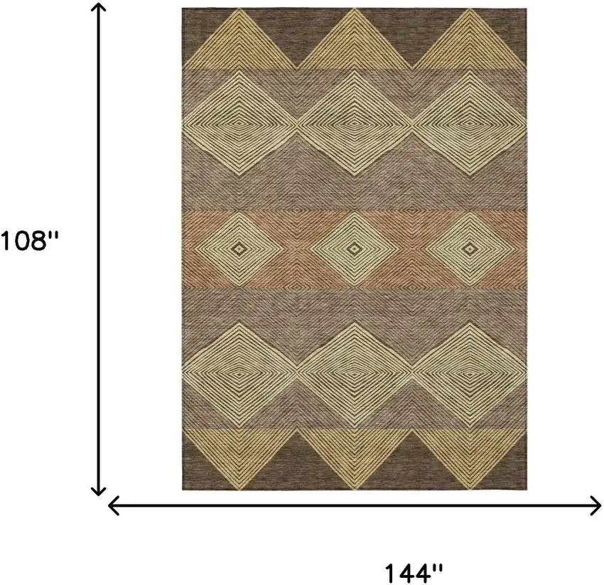 Chocolate And Brown Geometric Washable Indoor Outdoor Area Rug Photo 9