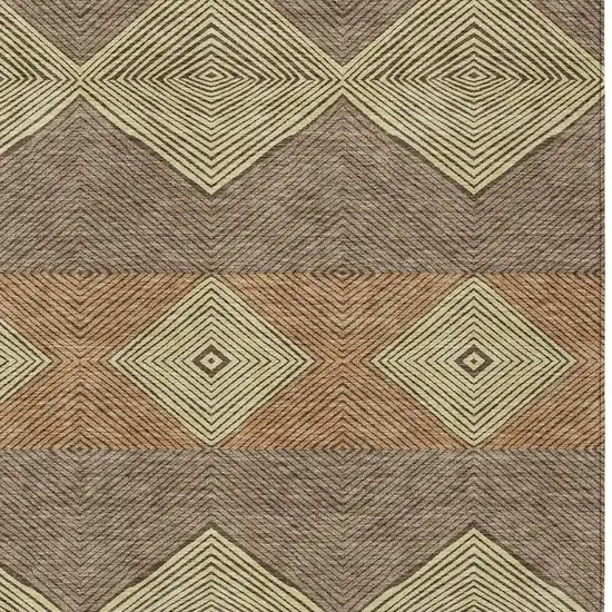 Chocolate And Brown Geometric Washable Indoor Outdoor Area Rug Photo 2