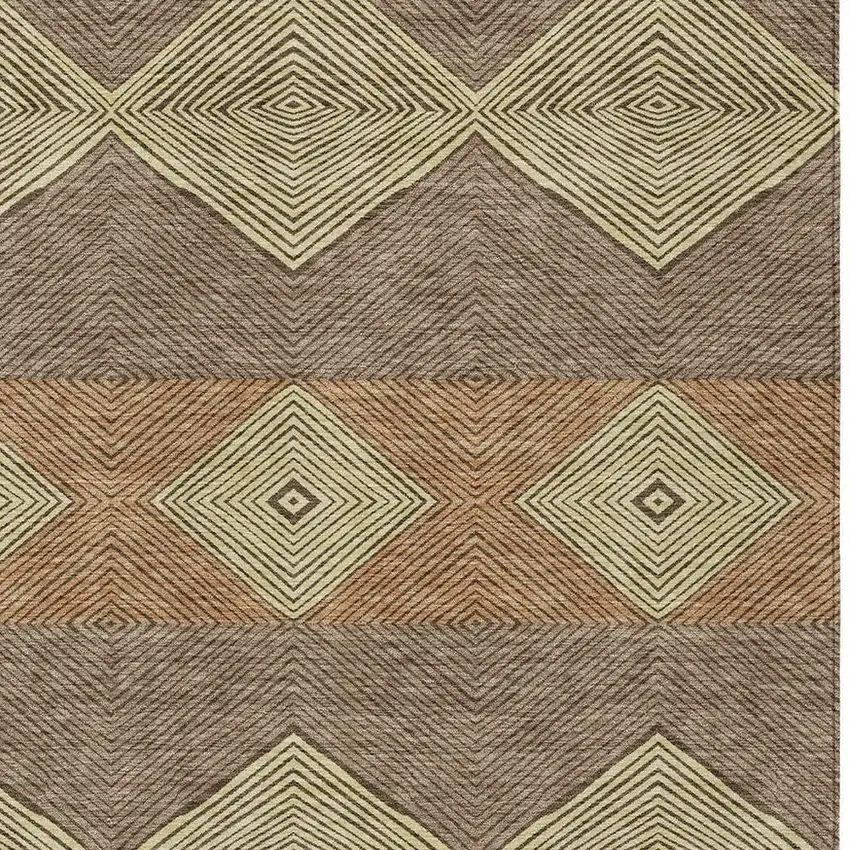 Chocolate And Brown Geometric Washable Indoor Outdoor Area Rug Photo 2