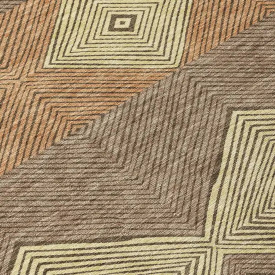 Chocolate And Brown Geometric Washable Indoor Outdoor Area Rug Photo 9