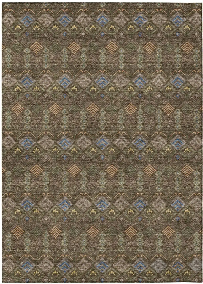 Chocolate And Brown Geometric Washable Indoor Outdoor Area Rug Photo 2