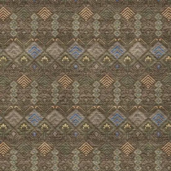 Chocolate And Brown Geometric Washable Indoor Outdoor Area Rug Photo 3