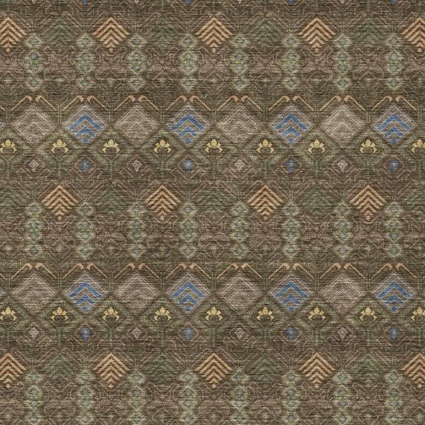 Chocolate And Brown Geometric Washable Indoor Outdoor Area Rug Photo 3