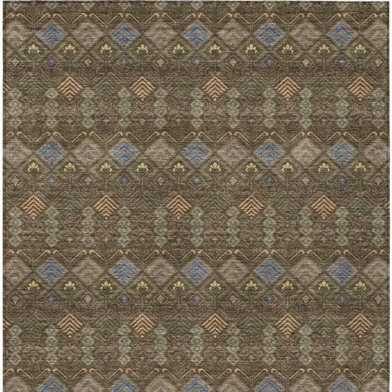 Chocolate And Brown Geometric Washable Indoor Outdoor Area Rug Photo 4