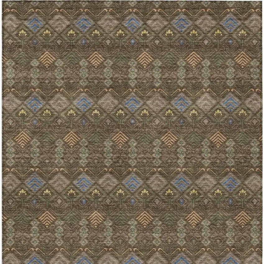 Chocolate And Brown Geometric Washable Indoor Outdoor Area Rug Photo 4