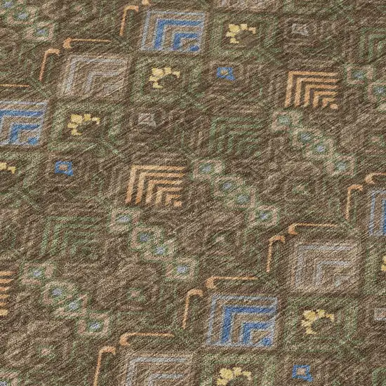Chocolate And Brown Geometric Washable Indoor Outdoor Area Rug Photo 6