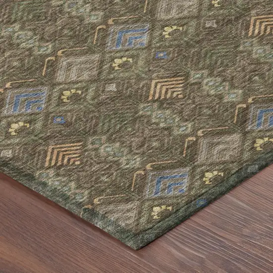 Chocolate And Brown Geometric Washable Indoor Outdoor Area Rug Photo 5