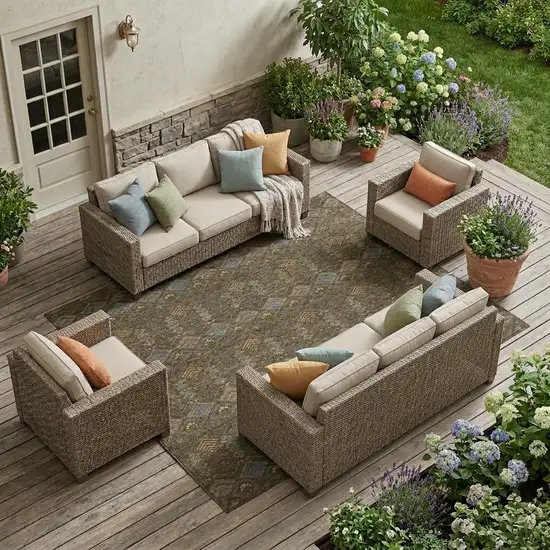 Chocolate And Brown Geometric Washable Indoor Outdoor Area Rug Photo 1