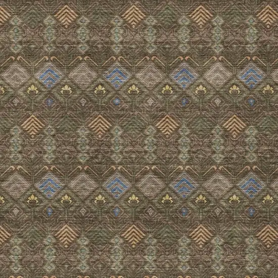 Chocolate And Brown Geometric Washable Indoor Outdoor Area Rug Photo 3