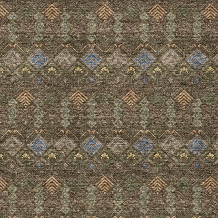 Chocolate And Brown Geometric Washable Indoor Outdoor Area Rug Photo 3