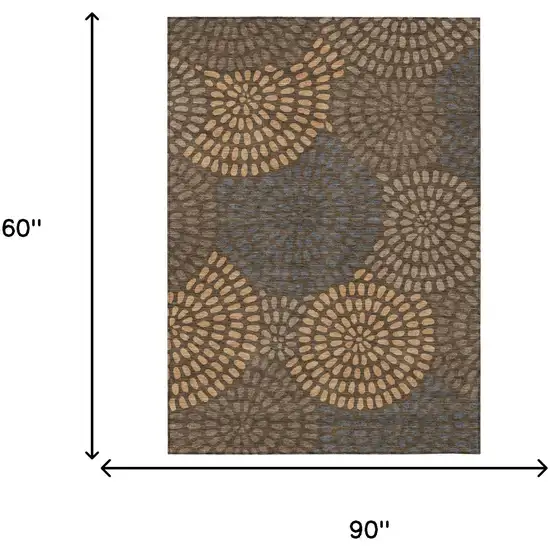 Chocolate And Brown Geometric Washable Indoor Outdoor Area Rug Photo 7