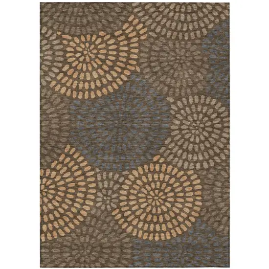 Chocolate And Brown Geometric Washable Indoor Outdoor Area Rug Photo 2