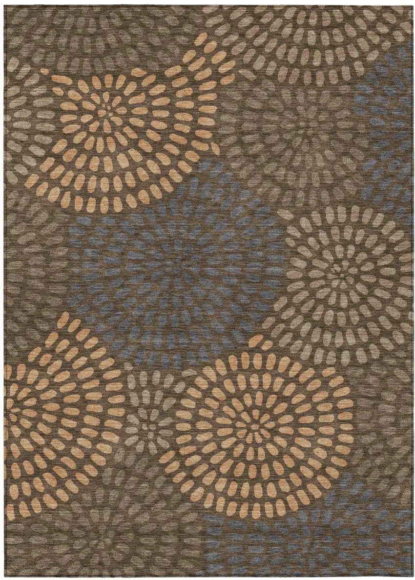 Chocolate And Brown Geometric Washable Indoor Outdoor Area Rug Photo 2