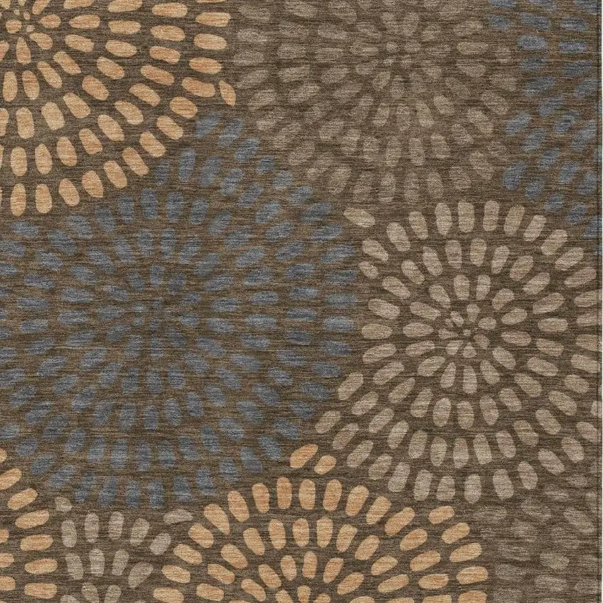 Chocolate And Brown Geometric Washable Indoor Outdoor Area Rug Photo 3