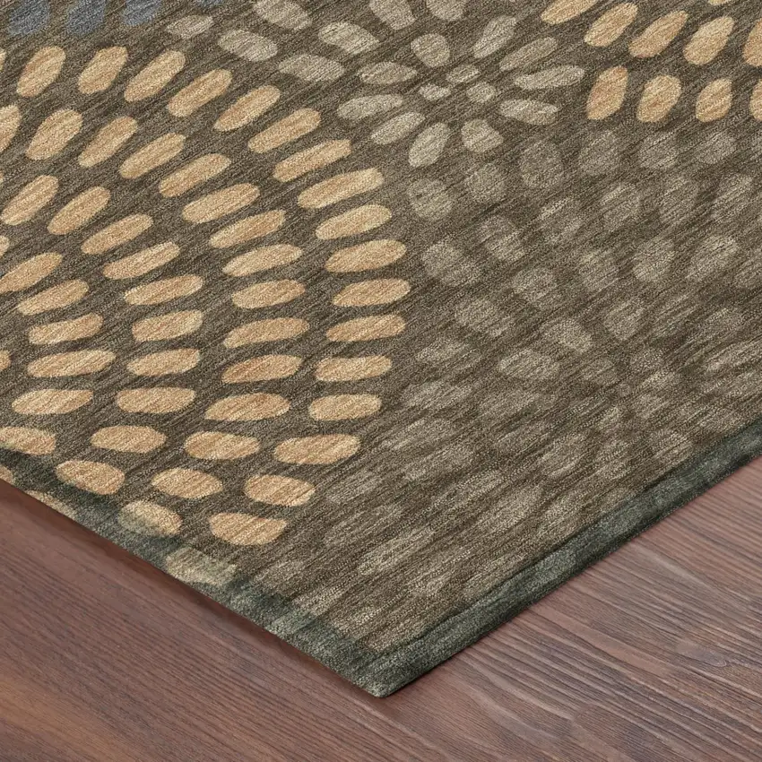 Chocolate And Brown Geometric Washable Indoor Outdoor Area Rug Photo 5