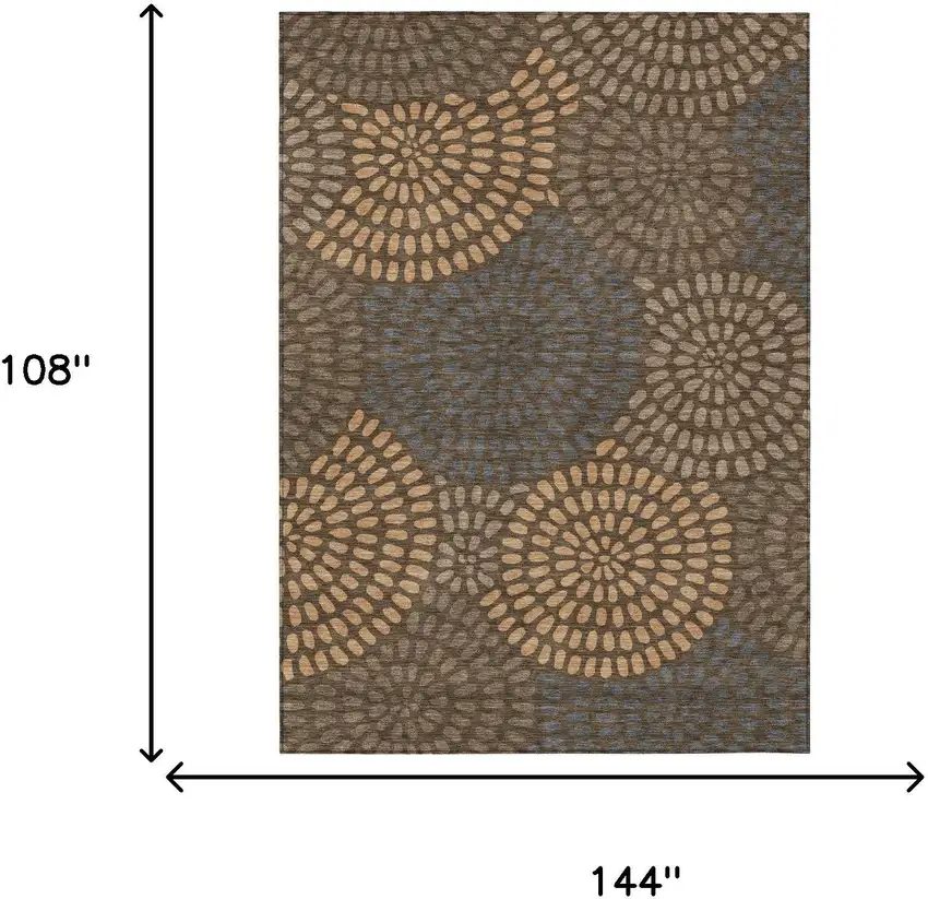 Chocolate And Brown Geometric Washable Indoor Outdoor Area Rug Photo 7