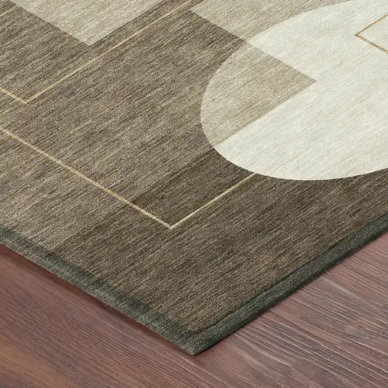 Chocolate And Brown Geometric Washable Indoor Outdoor Area Rug Photo 5