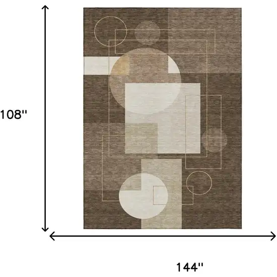 Chocolate And Brown Geometric Washable Indoor Outdoor Area Rug Photo 7