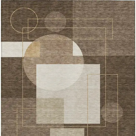 Chocolate And Brown Geometric Washable Indoor Outdoor Area Rug Photo 4