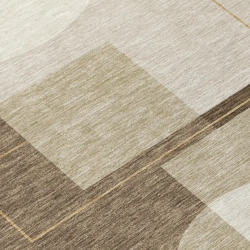 Chocolate And Brown Geometric Washable Indoor Outdoor Area Rug Photo 6